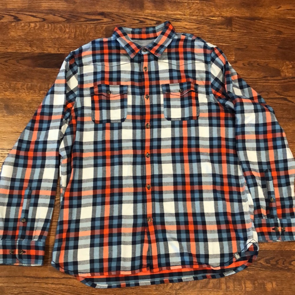 North Face Men’s orange/blue flannel - XL